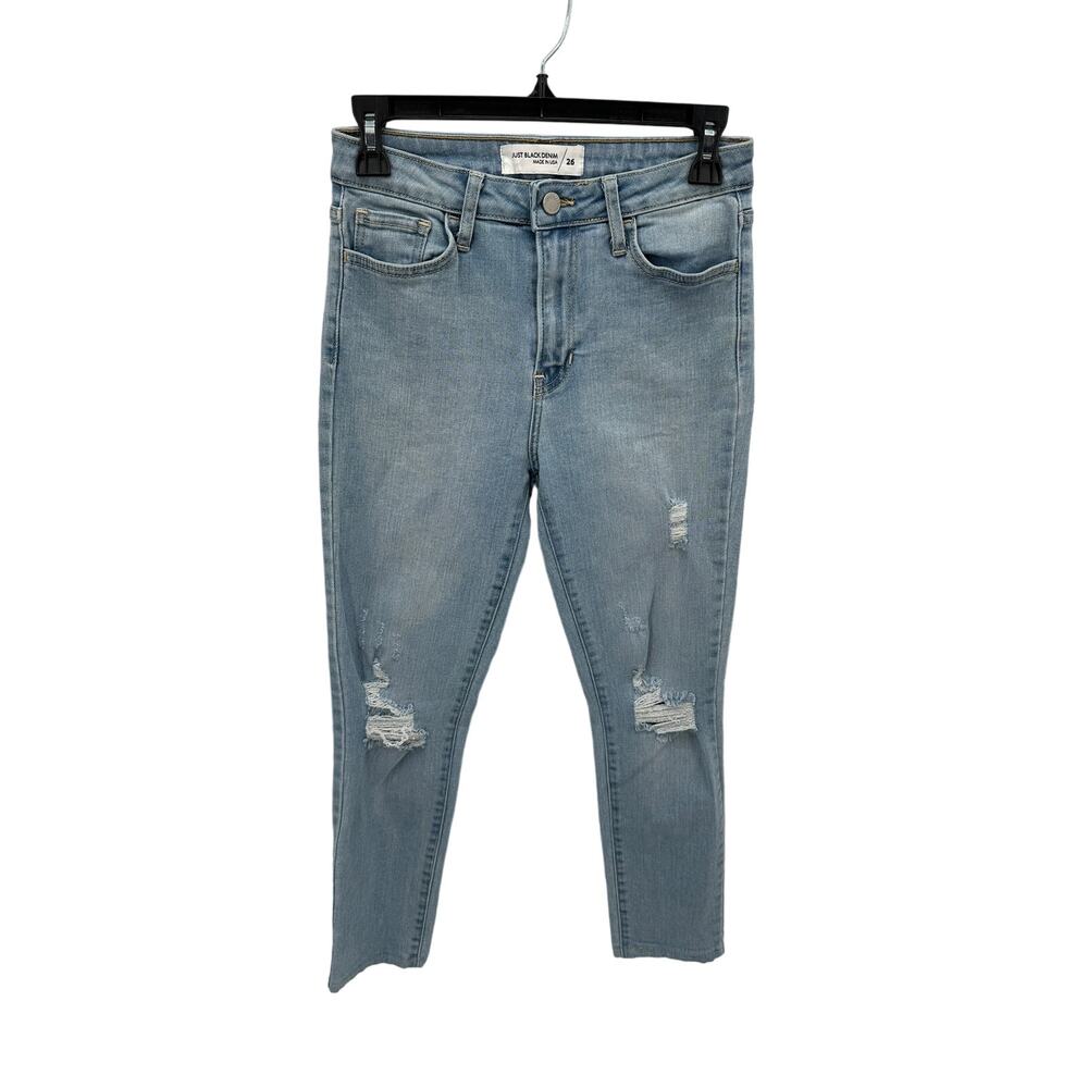 JUST BLACK Stitch Fix High Rise Distressed Medium Wash Ankle Denim Jeans // 2